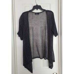 Double Take‎ Cardigan Black Sheer Textured Knit Open Front OS Boho Chic